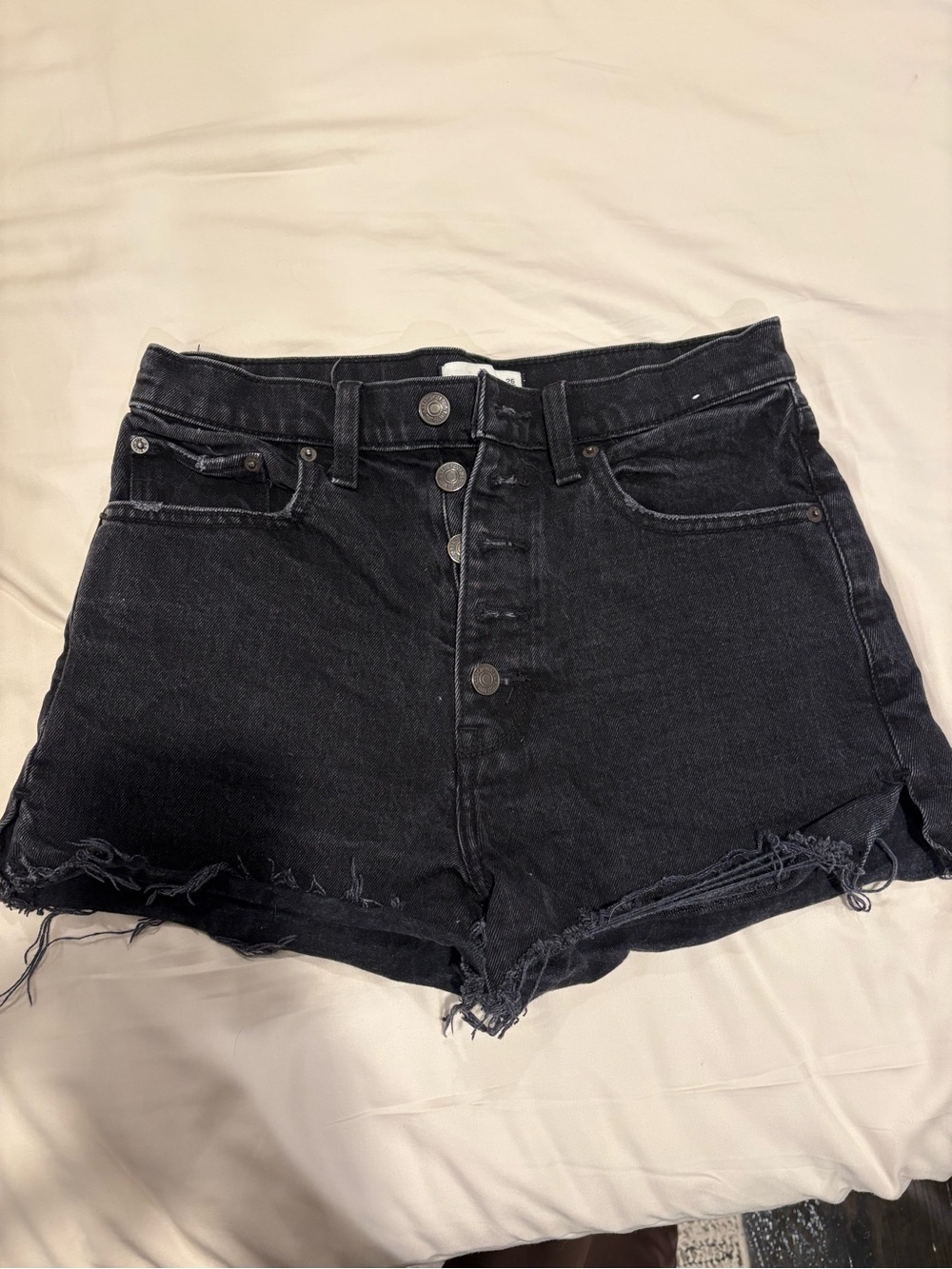 Abercrombie & Fitch Black Button-Front Denim Shorts